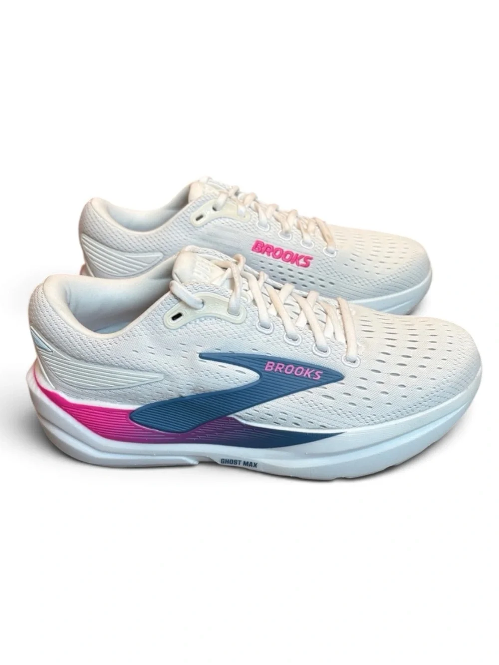 Brooks Ghost Max 3 Running Shoes Women’s 8 White/Moonlight/Pink